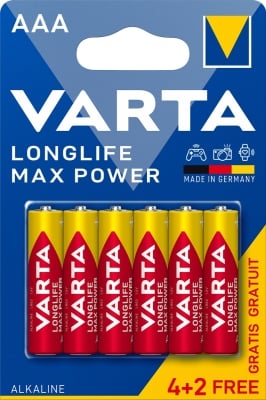 БАТЕРИЯ VARTA MAX POWER АЛКАЛНА LR3 AAA 4+2 БР