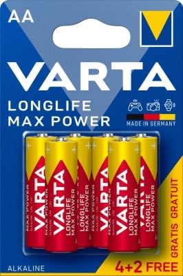 БАТЕРИЯ VARTA MAX POWER АЛКАЛНА LR6 AA 4+2 БР