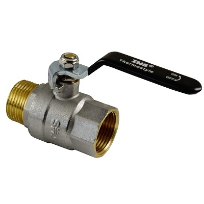 THS СПИРАТЕЛЕН КРАН 1 СФЕРИЧЕН М-Ж ПЪЛЕН ОТВОР ЧЕРНА РЪКОХВ.