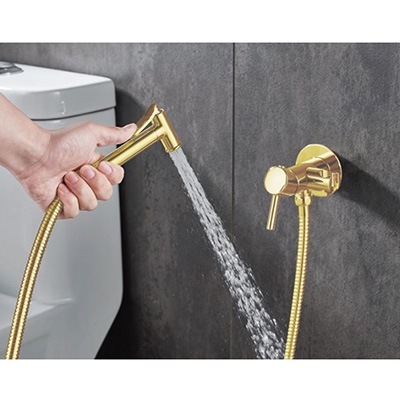 ИНТЕР КЕРАМИК МЕСИНГОВА БИДЕТНА СЛУШАЛКА + СМЕСИТЕЛ ЗА ВГРАЖДАНЕ+ШЛАУХ