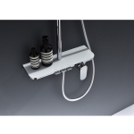 ИНТЕР КЕРАМИК ТРЪБНО ОКАЧВАНЕ+СМЕСИТЕЛ СЪС СТЪКЛЕНА ПОСТАВКА АТИЛА